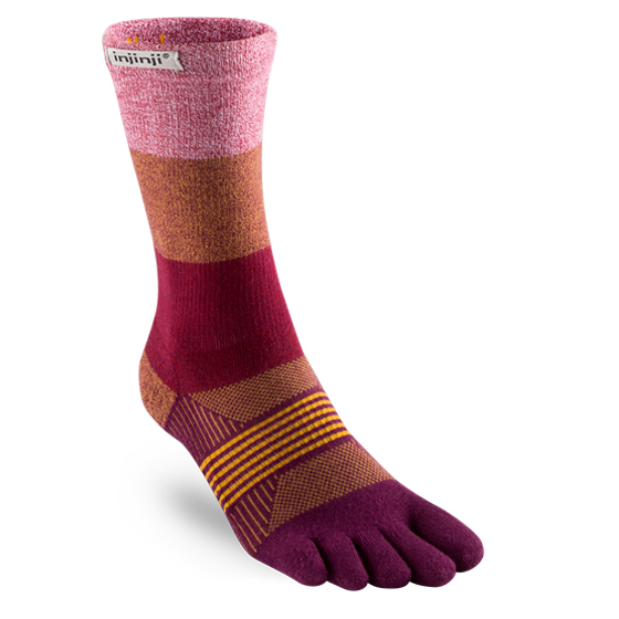 injinji trail midweight crew women's socks pomegranate