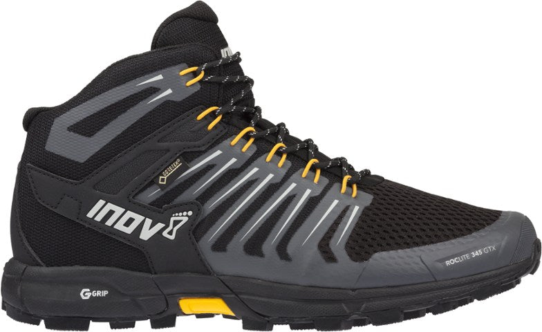 inov8 roclite g 345 gtx mens black-yellow