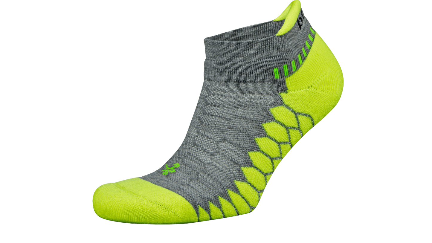 Balega Silver No Show Mid Grey/ Neon Lime