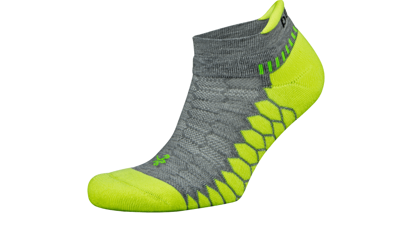 Balega Silver No Show Mid Grey/ Neon Lime