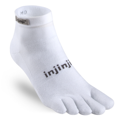 injini performance run lightweight ultra-thin mini-crew unisex socks white