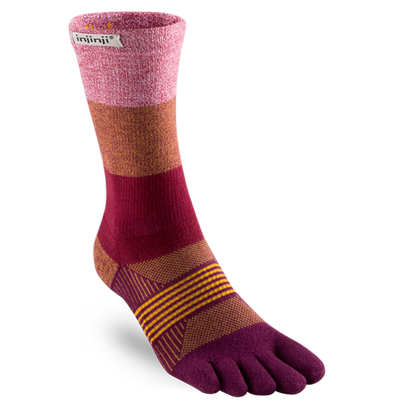 injinji trail midweight crew women's socks pomegranate
