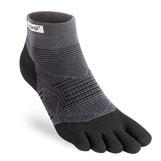 injinji performance run lightweight ultra-thin mini-crew unisex charcoal black