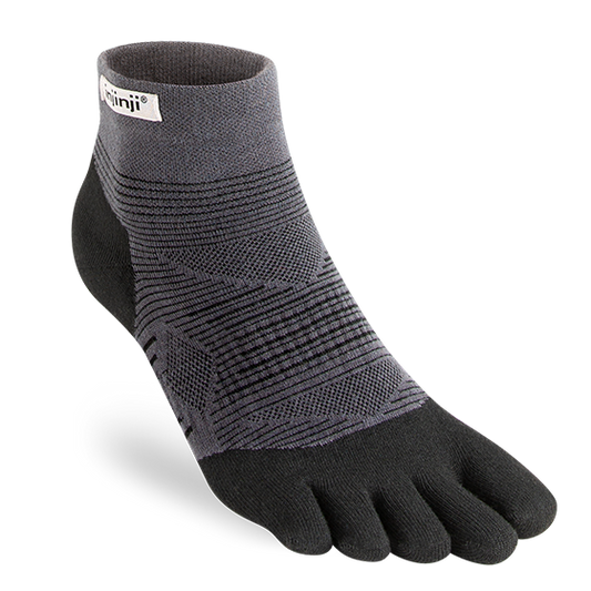 injinji performance run lightweight ultra-thin mini-crew unisex charcoal black