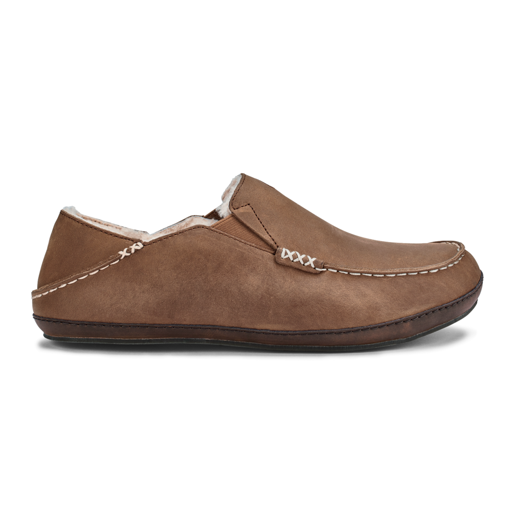 men's olukai moloa slipper toffee/dark wood