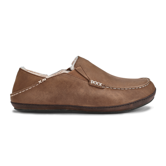 men's olukai moloa slipper toffee/dark wood