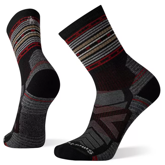 Unisex Hike Light Cushion Spiked Stripe Crew Socks in Charcoal